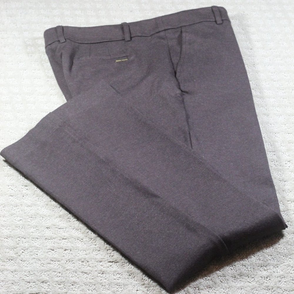 Anne Klein Size 12 High Rise Straight Leg Brown Ponte Stretch Trousers